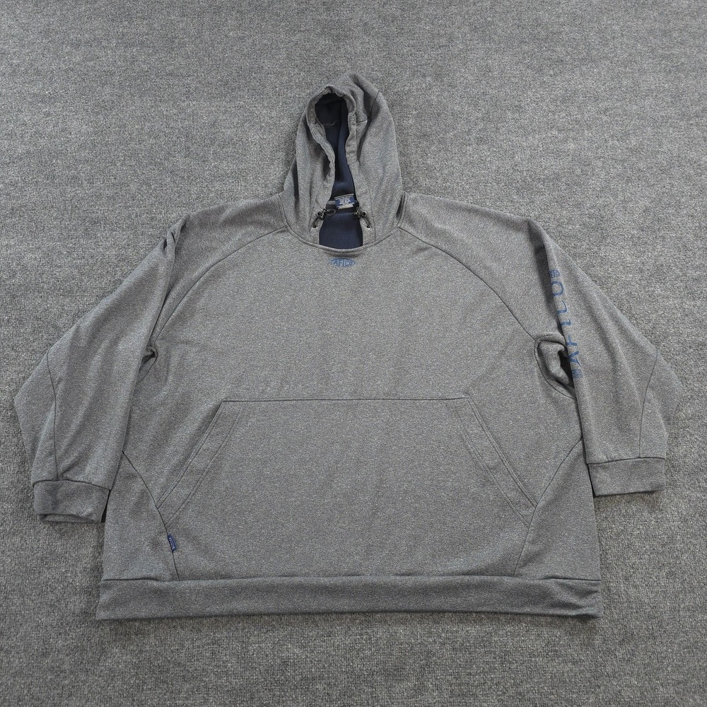 AFTCO Hoodie Mens 5XL Gray Reaper Kangaroo Pocket Performance Fishing Outdoors
